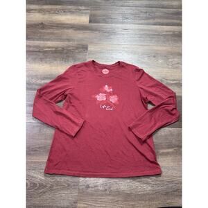Life is Good Women’s Shirt Classic Fit Tee Size -  Medium / Flower / Red